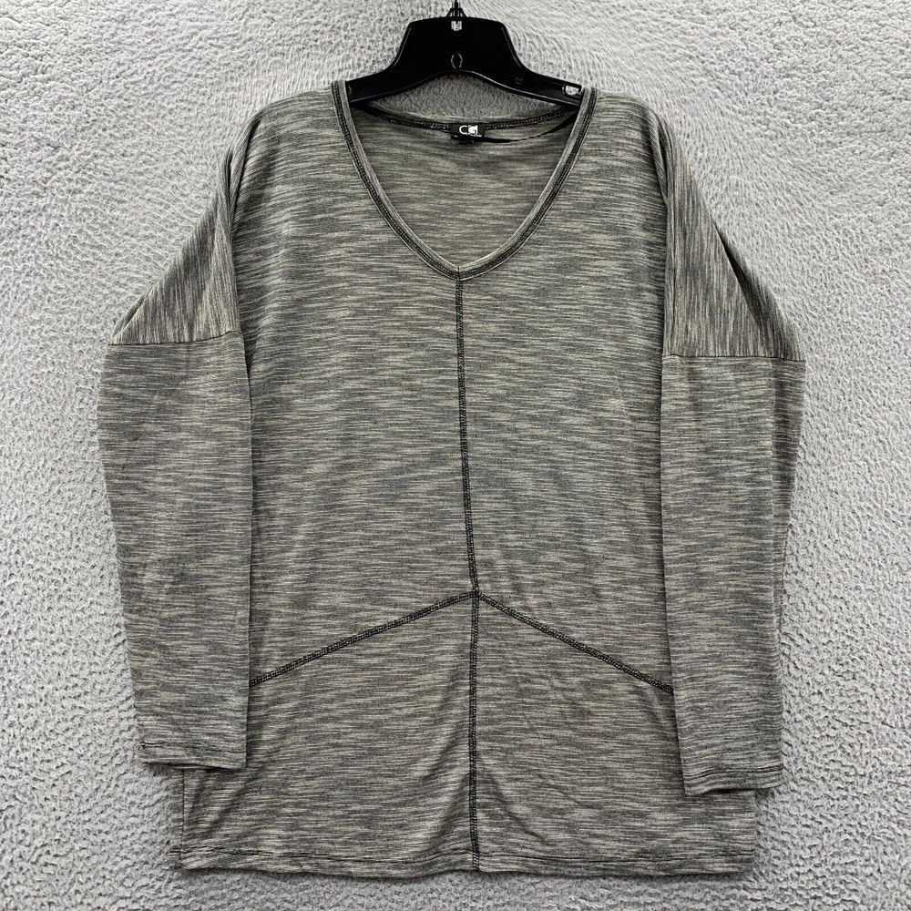 Cable And Gauge Blouse Womens Medium Top Long Sleeve Gray